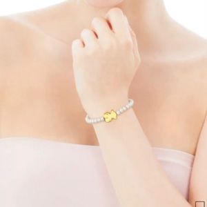 Gold Sweet Dolls Bracelet with pearls and big Bear motif